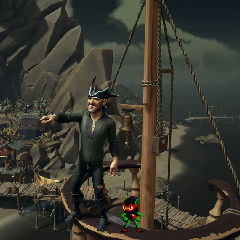 WeAreSecretMode's tweet photo. On the 1st day of gaming, Zool went to see, a pirate in Sea of Thieves ☠️ 

Seems as if Zool is making his way across some other games! His first stop is @RareLtd's @SeaOfThieves, where will he go next?! 

#WeAreSecretMode #Zool #12DaysofGaming #SeaofThieves https://t.co/euBhy0YIXd