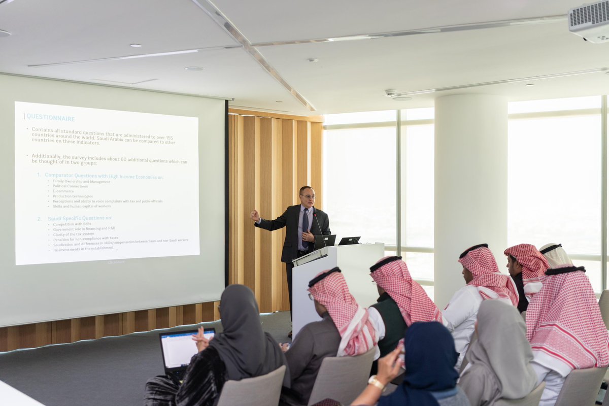 MEPSaudi's tweet photo. MEP hosts a training workshop on enterprise survey data provided by the World Bank Group, covering statistical models and tools used for analysis and formulating results, with the aim to enhance analysts’ knowledge on the methodologies and tools used to process, analyze and draw results from the survey data.