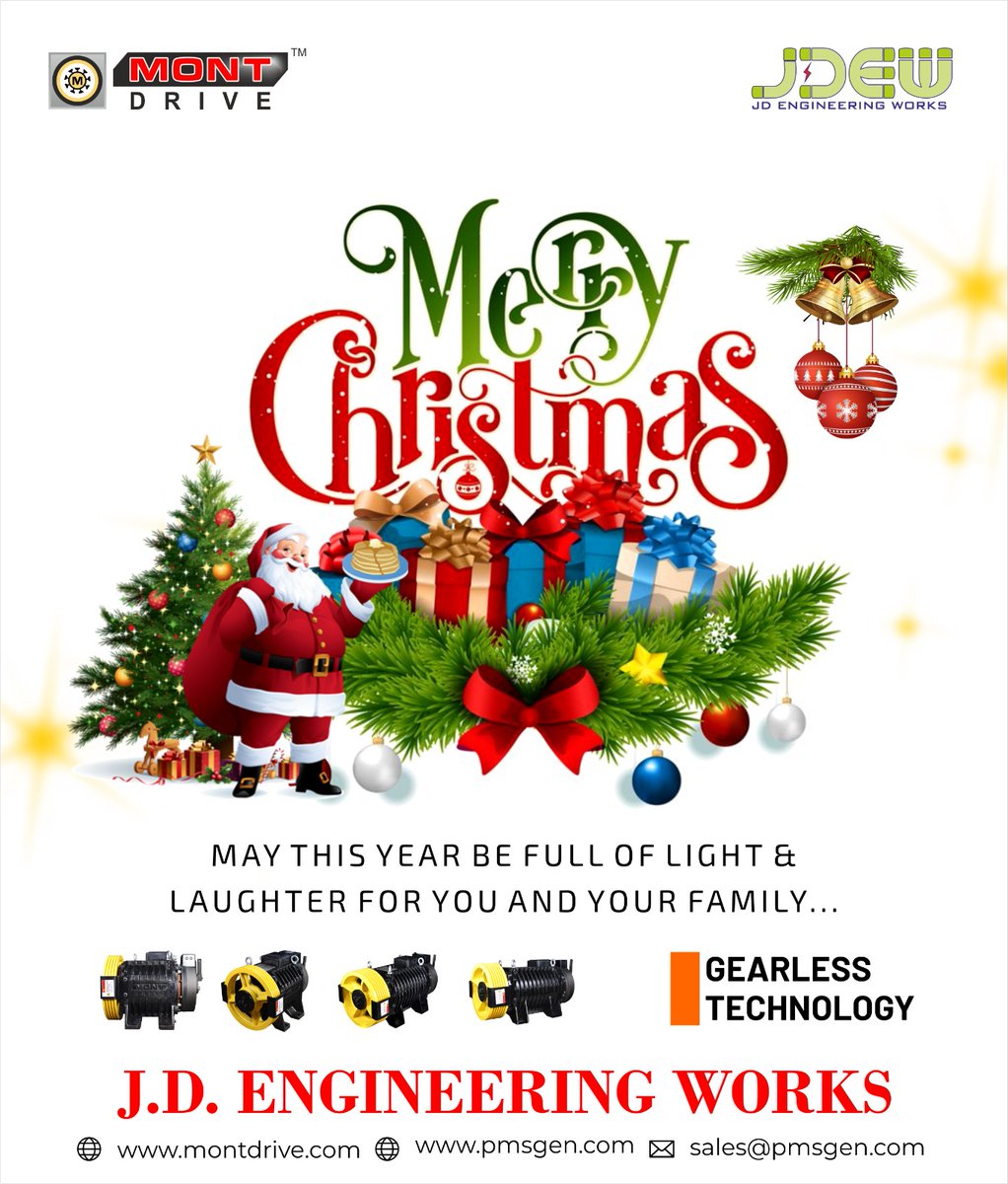 J.D. Engineering Works team wishes you all a Merry Christmas!
#Christmas #christmas2023 #christmasmagic #merrychristmas #merrychristmas2023 #merryxmas #festivalseason #FestiveSeason2023 #greenchristmas #jdengineeringworks #montdrive #motor #machines #machinery #elevatorindustry