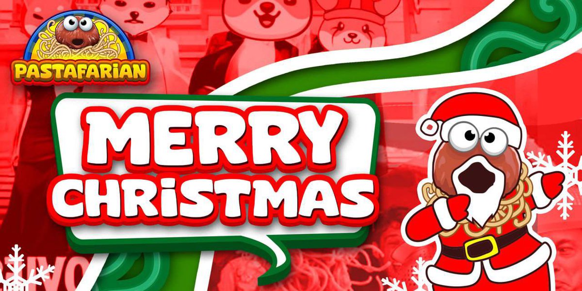 PastafarianCoin's tweet photo. Merry Christmas Degens! 🎄🏴‍☠️

The Pastafarian Coin team hopes that all you Pastaholics out there are having a great day, whether you celebrate or not!

Tis the season to get saucey! Treat yourself &amp; give a toast to the good times over a bowl of your favorite Pasta dish! 🥂🍝 https://t.co/E6XpjF647d