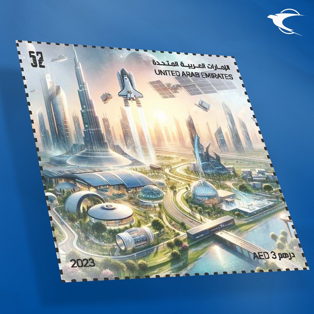 EmiratesPostUAE's tweet photo. In the presence of His Excellency Omar Sultan Al Olama, Minister of State for Artificial Intelligence and Digital Economy and Remote Work Applications, Emirates Post Group, in collaboration with Mohammed Bin Zayed University for Artificial Intelligence @mbzuai, announced the launch of the first edition of the 52nd National Day stamps designed using generative artificial intelligence. 

This issuance, a first in the region for postage stamps, underscores the Group’s commitment to employing advanced technologies to communicate the UAE’s inspiring narrative and preserve the nation’s rich heritage that contributes towards building a brighter future

@OmarSAlolama
@uaeai_2031

#عيد_الاتحاد52 #عيد_الاتحاد #بريد_الامارات #طوابع_تذكارية #خدماتي_رقمية
#uaeunionday #EmiratesPost #unionday52 #CommemorativeStamps #go_digital