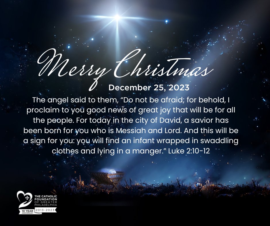 The_CFGP's tweet photo. Merry Christmas from all of us at The Catholic Foundation of Greater Philadelphia. May your Christmas be filled with hope and wonder at the mystery of our Lord, Jesus Christ.
#CFGP #Christmas #Noel https://t.co/oqksBGcyI3