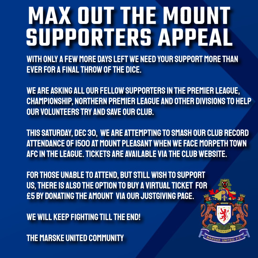 💙 A message to our football friends and family in the UK and around the globe from the Marske United Community 💛