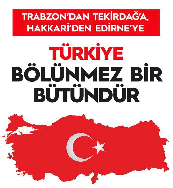 Trabzon'dan Tekirdağ'a
Hakkari'den Edirne'ye
TÜRKİYE BÖLÜNMEZ BİR BÜTÜNDÜR

Türkiye'nin güvenliği Misak-ı Milli sınırlarının ötesinde Kudüs'den Gazze'den Başlar

Şehitlerimize Rahmet / Filistin’e Destek / İsrail’e Lanet / 01.01.2024 / Galata Köprüsü 🇹🇷🇵🇸
#DünyaDursunDünyaDuysun