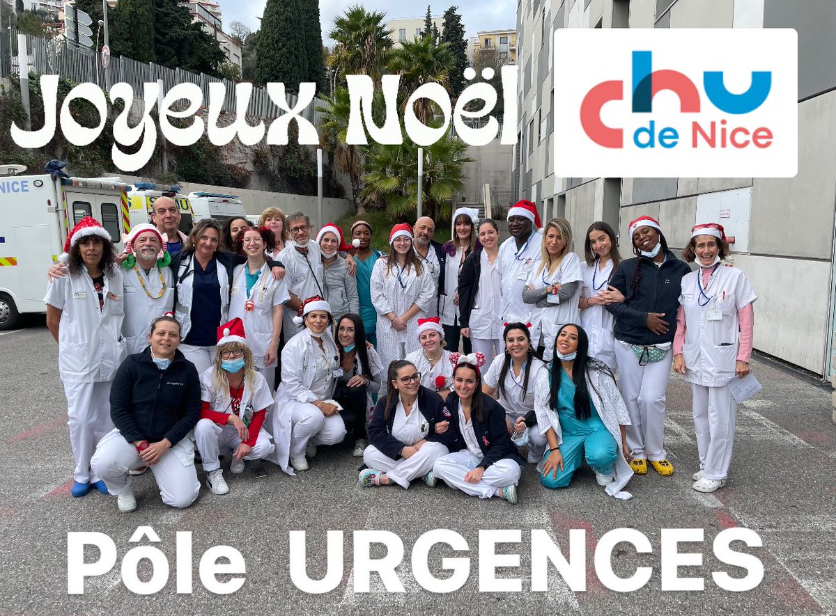 Merci à toute la fabuleuse équipe du 25 décembre des URGENCES du @CHUdeNice 🎄🤩 

Une pensée pour tous les soignants de nos services auprès des patients durant ces fêtes.

Parce que notre métier, c’est votre santé.

#urgences #soins @SFMU_MS @SUdF_Officiel