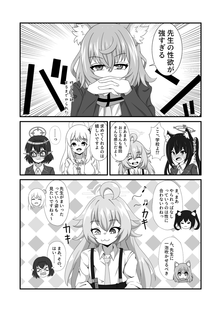 12/29に公開するアビドス漫画の導入です。
見ての通り明るいハーレムものですよ。 