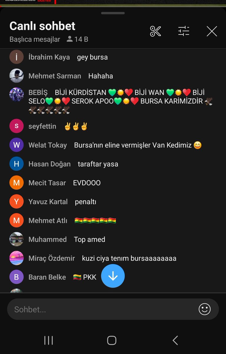 incisozluk's tweet photo. Youtube de 15 bin kişinin izlediği Vanspor - Bursaspor mücadelesi devam ederken yorumlarda terör örgütü pkk sloganları atılıp destek mesajları atılıyor.

Tüm pkk yandaşları Bursaspor’a karşı bir olmuş terör örgütü sempatizanlığı yapıyor! https://t.co/KcK3YoiVpG