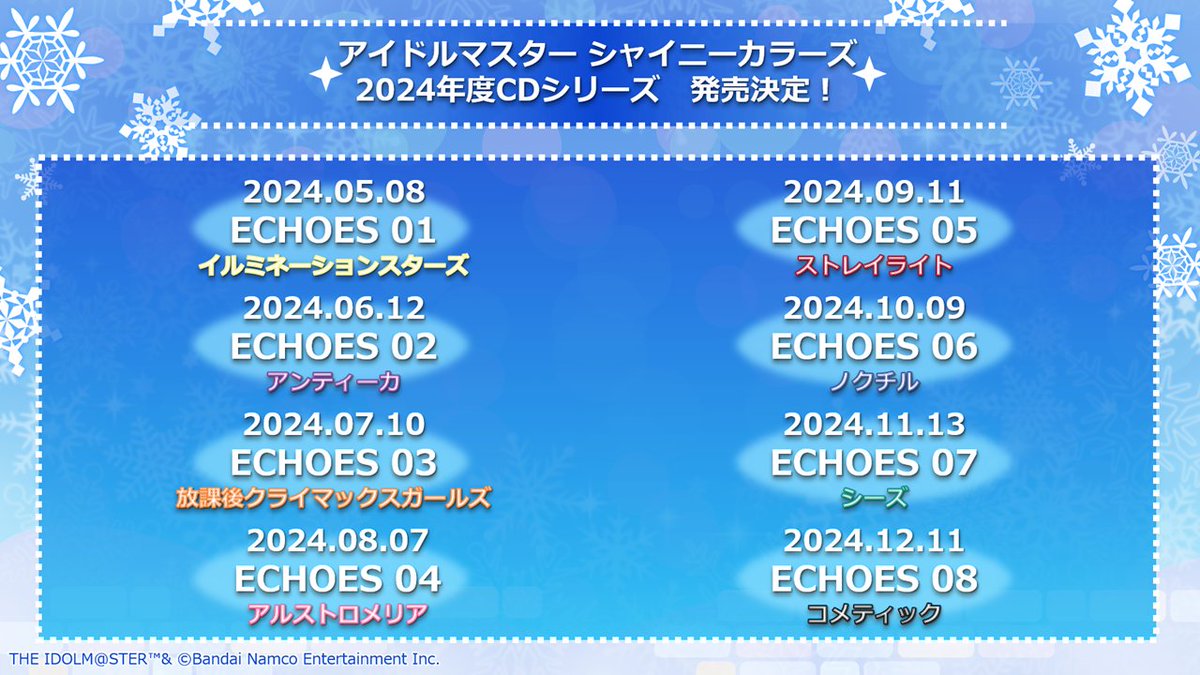 2024年度のCDシリーズが発売決定? タイトルは 「ECHOES」（エコーズ 