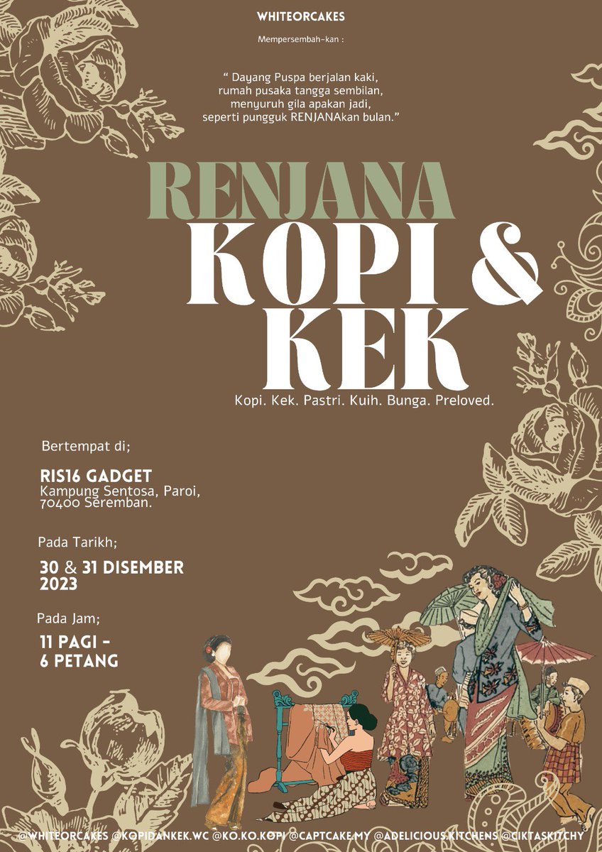 SenawangTV's tweet photo. EVENT HUJUNG MINGGU DI SENAWANG❤️💛🖤

Ayuh waghih kita support event local. Pelbagai vendor Kopi &amp; Kek di jual. 

Rasai vibes event di kg, tema Melayu Klasik.
@kopidankek.wc 
@ko.ko.kopi 
@captcake.my 
@adelicious.kitchens 
@ciktaskitchy 

📍Kg. Sentosa Paroi - Waze RIS16 Gadget https://t.co/XM9Qiz7lTK