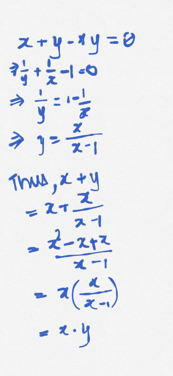 Ashwinikumar's tweet photo. @ganeshb78 x + y - xy = 0

Quite literally infinite coincidences. https://t.co/XsO4kEWp59