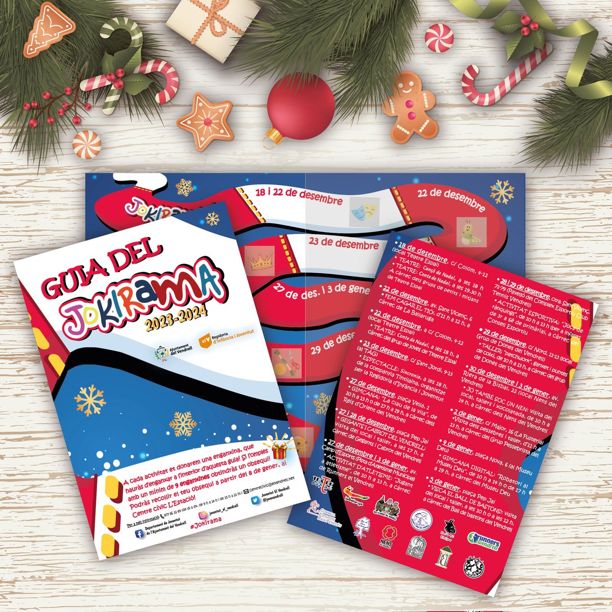 📢 🎄Vine a recollir la teva "Guia del Jokirama 23-24"!🎄

👉La trobaràs al Centre cívic L'Estació, al  Centre cívic de Coma-ruga, a l'Ajuntament del Vendrell i a cada activitat!
👉Si l'omples amb un mínim de 9 enganxines diferents tindràs un obsequi!
#jokirama
<a href="/jovevendrell/">Joventut El Vendrell</a>