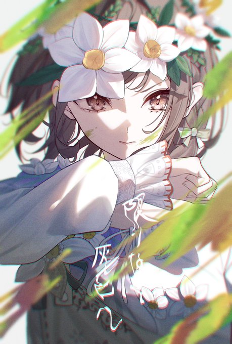 「flower wreath white flower」 illustration images(Latest)