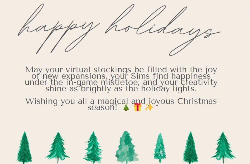 simmersdigest's tweet image. From all of us at Simmer’s Digest…

We wish you all the best Winterfest and happiest of holidays.

#thesims #TheSims4 #SimmersDigest
