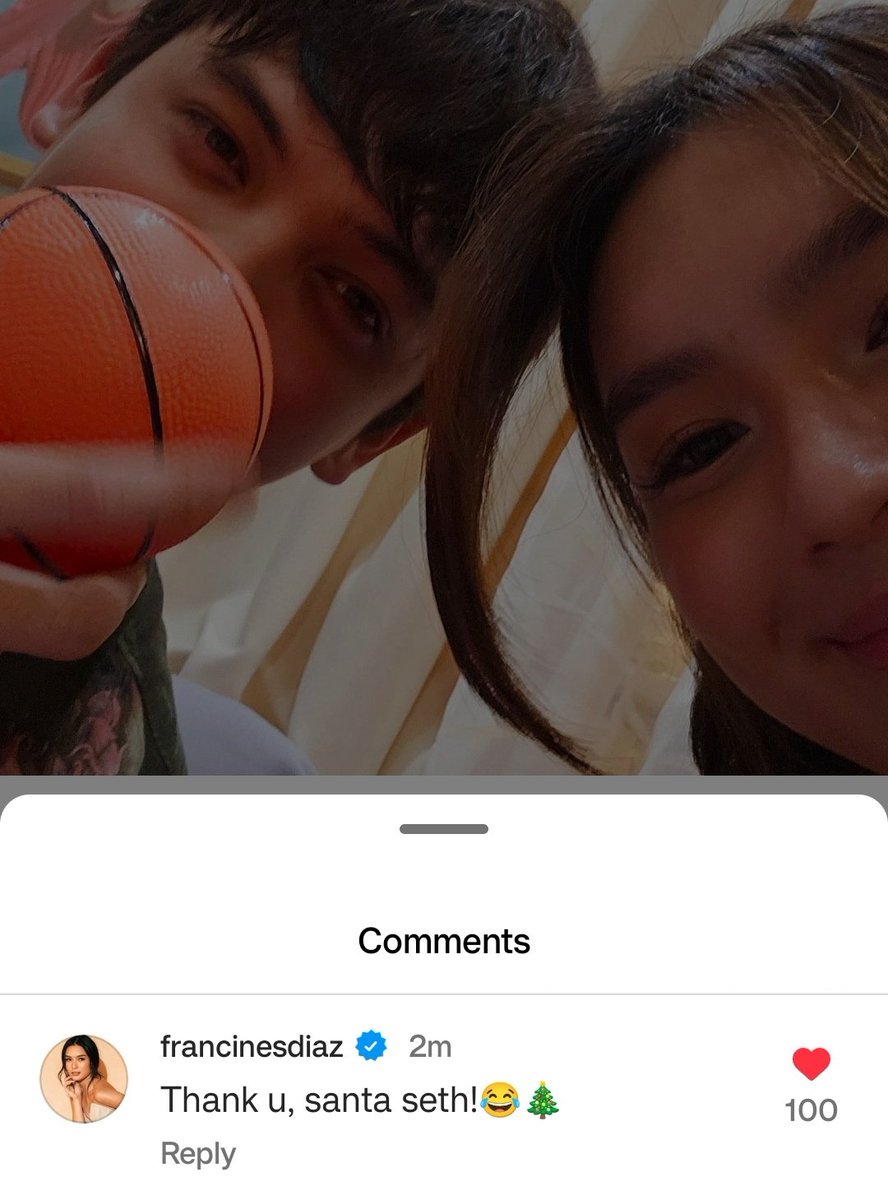 "Thank u, santa seth! 😂🎄"

#FranSeth | #FrancineDiaz | #SethFedelin