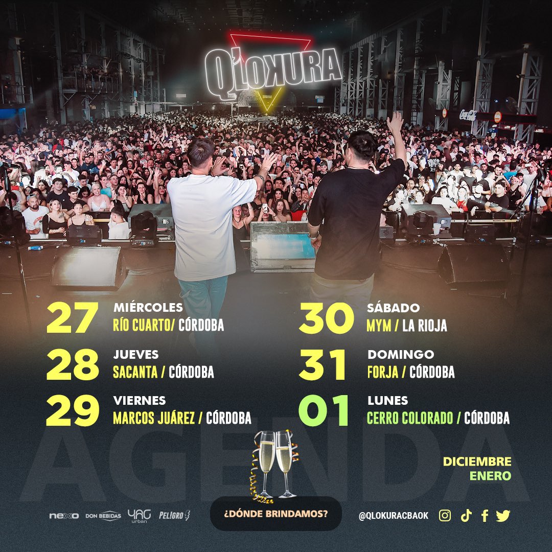 qlokuracbaok's tweet photo. ¡ARRIBA QUE HAY QUE TRABAJAR ! 😂
¿Se la dieron en le pera anoche? a tomar aguita,
te dejamos la agenda de la semana ✅
Busca tu anticipada para Forja en https://t.co/gp9qbzRbhy Edén y Mariano Max.
.
.
.
#agenda #agendasemanal #qlokura
#forja #agendon #qlk #cordoba https://t.co/acxfabXu4N
