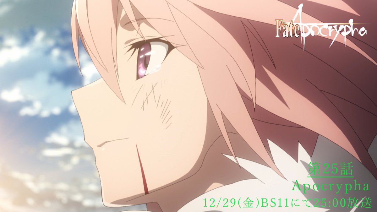 本日12月29日(金)25時～ BS11にて    
「Fate/Apocrypha」 再放送！    

最終第25話「Apocrypha」   

 #アポクリファ