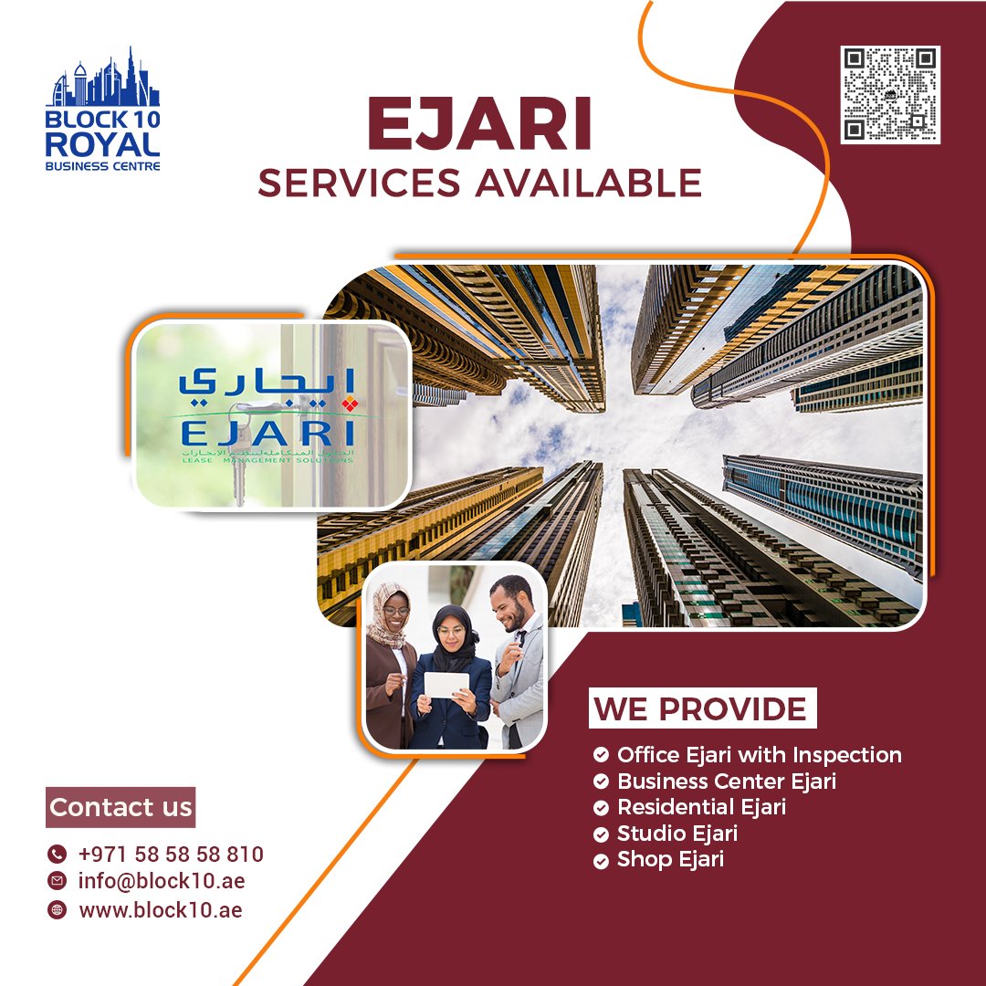 block10group's tweet photo. Ejari Services Available at Block 10 Royal Business Centre

✅ Office Ejari with Inspection
✅ Business Center Ejari
✅ Residential Ejari
✅ Studio Ejari
✅ Shop Ejari

🌟 Contact for more info
📞 +971 58 58 58 810

#Block10group #dubai #ejari  
#ايجاري
#دبي https://t.co/YaUuF41Q5d