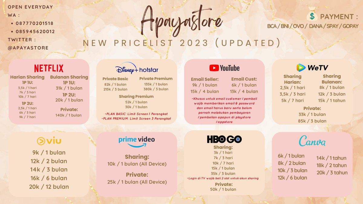 Order by WA: NETFLIX, CANVA, DISNEY, WETV dll tweet media