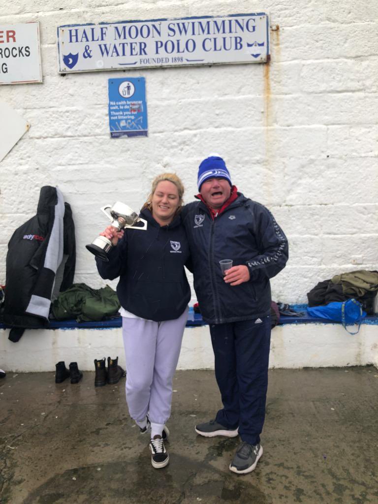 HalfMoonSWPC's tweet image. A great morning down at the @HalfMoonSWPC club for the annual Christmas swim. 

Congrats to the first ever female winner of the Rafter Cup (run since 1949) Brona Dunne, close second Gerry Dunne, followed by Paul Wynne. 

Merry Christmas all! 🏊‍♀️ 🏊‍♂️ 🎄