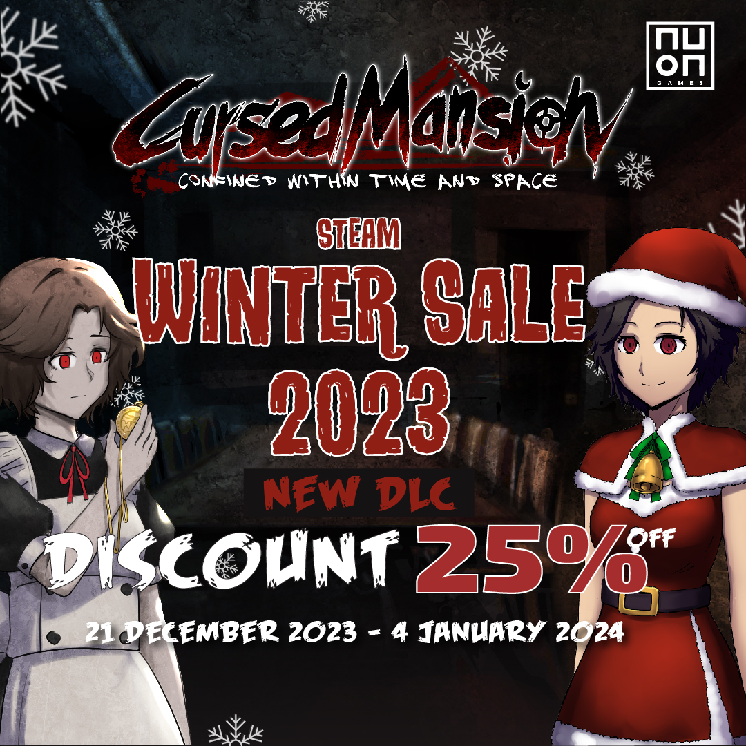 CursedMansion's tweet photo. Dive into the enigmatic world of Cursed Mansion with discounts you can't miss: 

1️⃣ Base Game - 55% Off 
2️⃣ Bundle Game + DLC - 55% Off 
3️⃣ DLC Only - 25% Off 

Prepare to unravel mysteries and find your way out of the cursed mansion!

#CursedMansion #steamwintersale https://t.co/xfMQhLyPCN