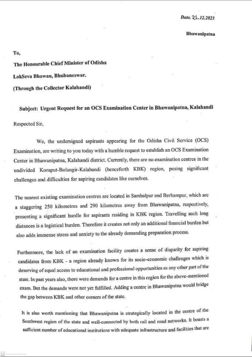 me_bitu's tweet photo. Dear sirs, @PMOIndia @narendramodi @dpradhanbjp @CMO_Odisha @SecyChief 
Kindly include Bhawanipatna @DmKalahandi as a centre for OPSC OCS exam as many aspirants, which include good no. of SC/tribal students, from South Western Odisha are suffering due to lack of such facility. https://t.co/HoD731jPwv