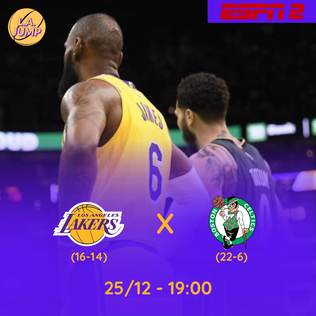 LAJUMP_'s tweet photo. Hoje tem Los Angeles Lakers em quadra na rodada de natal!

🆚️ Boston Celtics
🏟 https://t.co/Z3cdjjyP5i Arena
⏰ 19:00
📺 ESPN 2 | Star+ | NBA League Pass https://t.co/7uEg7Aug5d