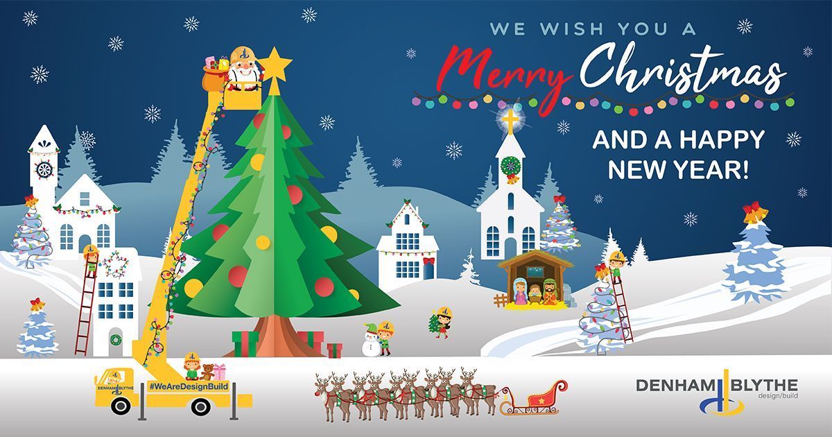 DenhamBlythe's tweet photo. Merry Christmas from the very merry team at @DenhamBlytheCompany! May you find Peace, Happiness & Prosperity for the New Year! #Christmas 2023 #WeAreDesignBuild https://t.co/zrW2oR9qb5