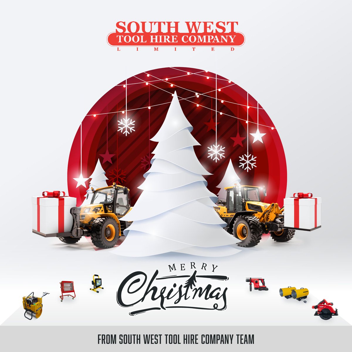 SouthWestTool's tweet photo. Merry Christmas and a Happy New Year from South West Tool Hire🎄 https://t.co/H0zoqM1gXg