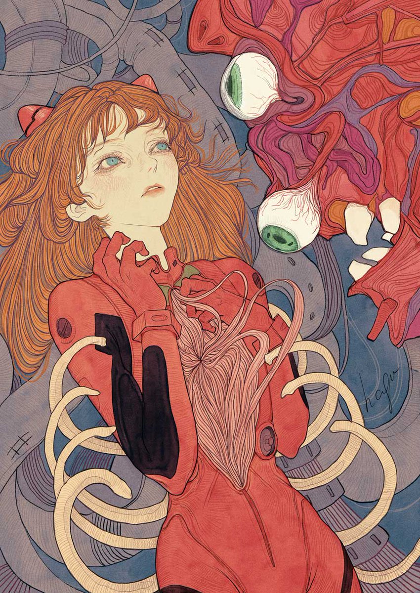 hagushka's tweet image. Broken strings 

#Asuka #Evangelion #art
