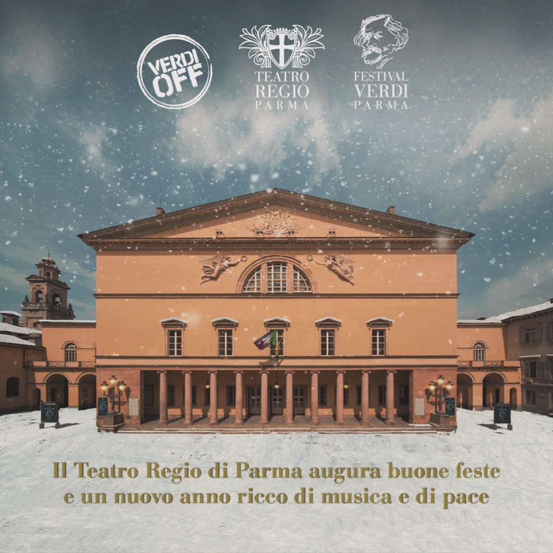 RegioParma's tweet photo. Auguri per un sereno Natale a tutti voi dal Teatro Regio di Parma 🎶✨🎄
Buone feste! 🎉 

#buonnatale #merrychristmas #pace #musica #teatroregiodiparma https://t.co/TQpkyzXgfI