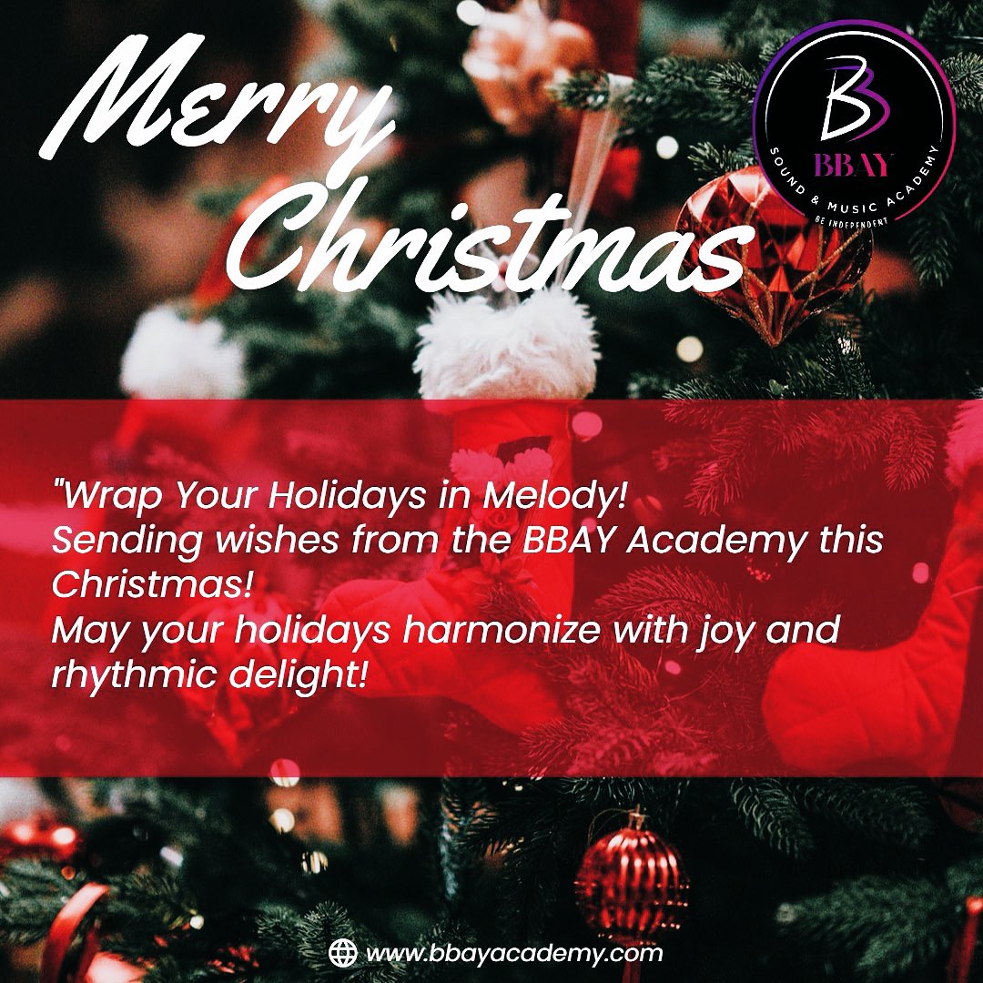 bbayacademy's tweet photo. Wishing you a Merry Christmas from the BBAY Sound &amp; Music Academy! 🎶🎄 May your season be filled with joyful melodies and rhythmic cheer!✨ Happy Holidays! ❄️
.
.
#BBAYacademy #BBAYSMA #learnwithBBAY #allyouneedislove https://t.co/0XgTEmUfkL