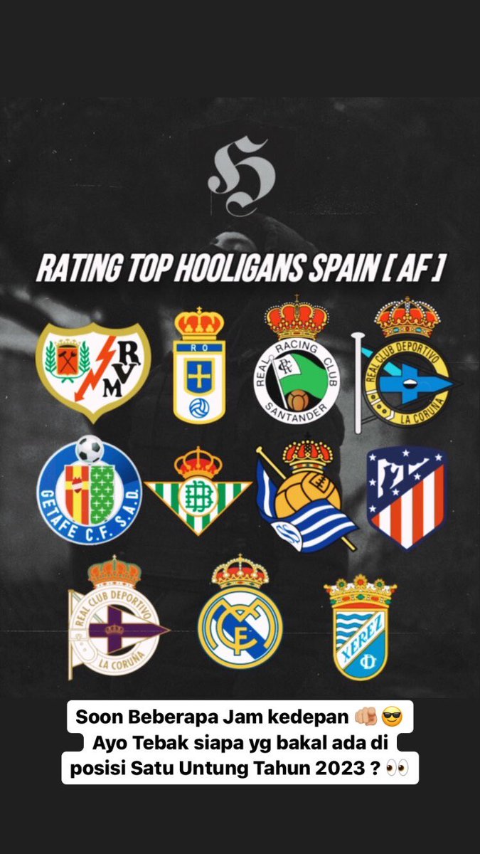 X_li64's tweet photo. Rating Top Hooligans Spanyol 2023 (AF) Soon beberapa Jam Kedepan 🫵🏼

Ada yang bisa Nebak Siapa yang di posisi 1 ??? 👀 https://t.co/OtOmbuFeJy