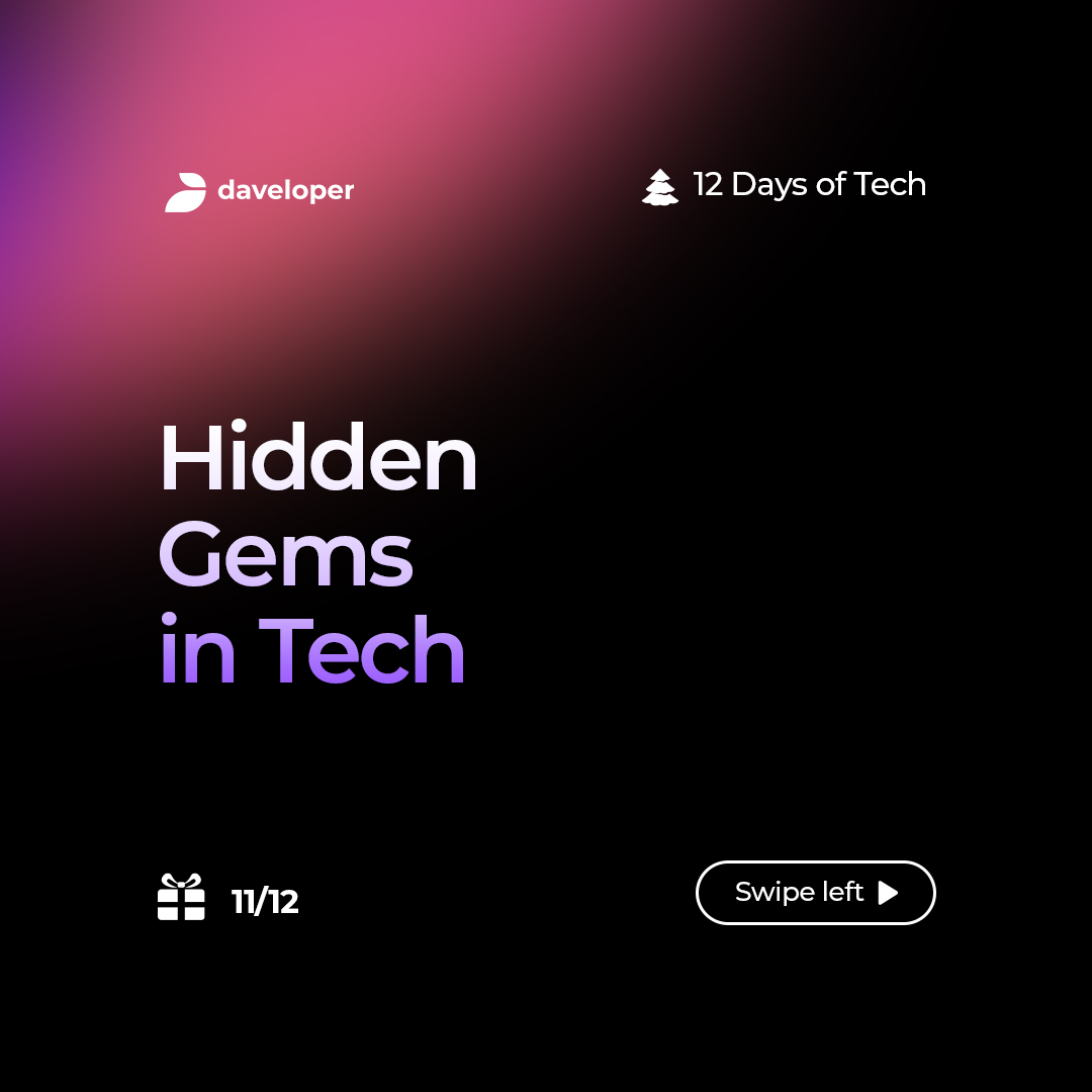 daveloperco's tweet photo. Discover the unsung heroes of the tech world! From productivity wizards to niche gadgets, we're diving into the lesser-known but incredible tech tools.
#TechGems #HiddenTech #Day11 #12DaysOfTech #daveloper #12DaysOfTech https://t.co/91Yb5furXM