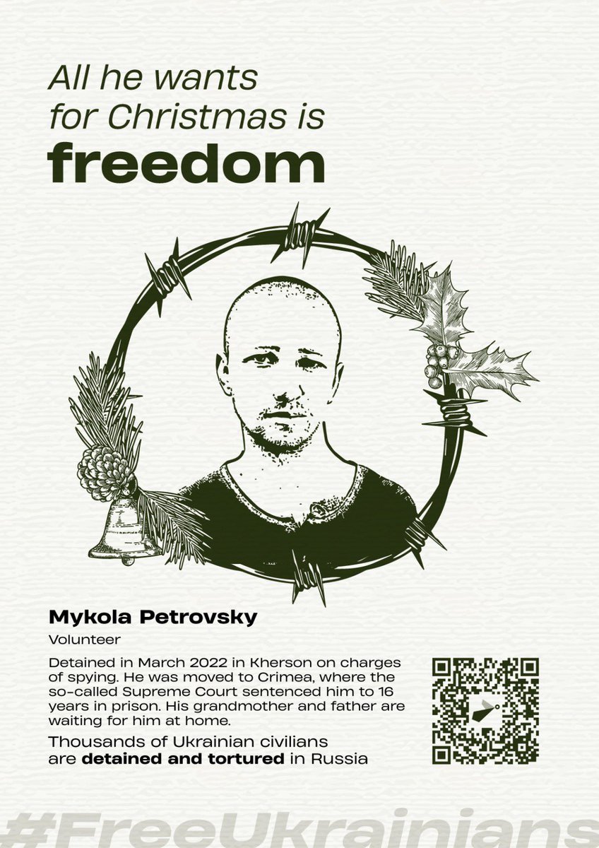 Captured. Kidnapped. Deprived of help. Thousands of Ukrainian civilians will spend this year's Christmas in Russian detention.

We need united international efforts to bring them home.

Together, we can bring good tidings to their kin. #FreeUkrainians

bit.ly/FreeUkrainians
