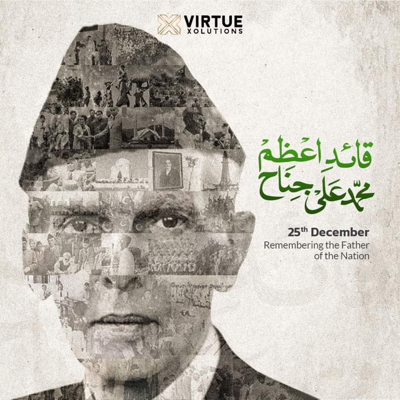 VirtueXolutions's tweet photo. On December 25th, we commemorate the enduring legacy of a visionary leader who laid the cornerstone of our nation's greatness. Here’s our tribute to his unwavering courage and steadfast conviction.

Happy Quaid-e-Azam Day!

#VirtueXolutions #quaidday2023 #QuaideAzam https://t.co/u1VdkrXT4p
