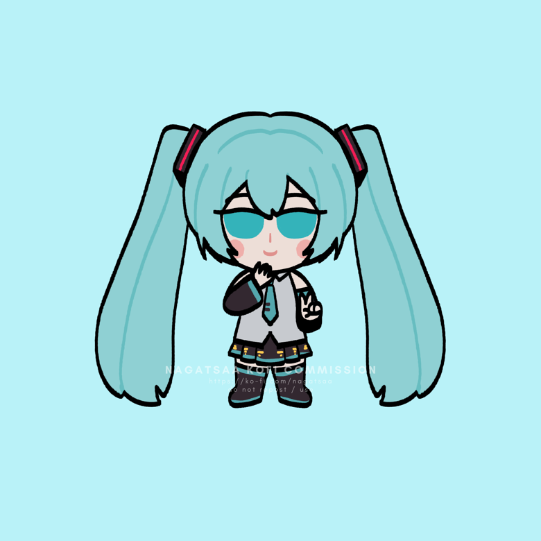 初音ミク 「chibi comms  thank you so much!」|naga 💖COMMISSIONS OPENのイラスト