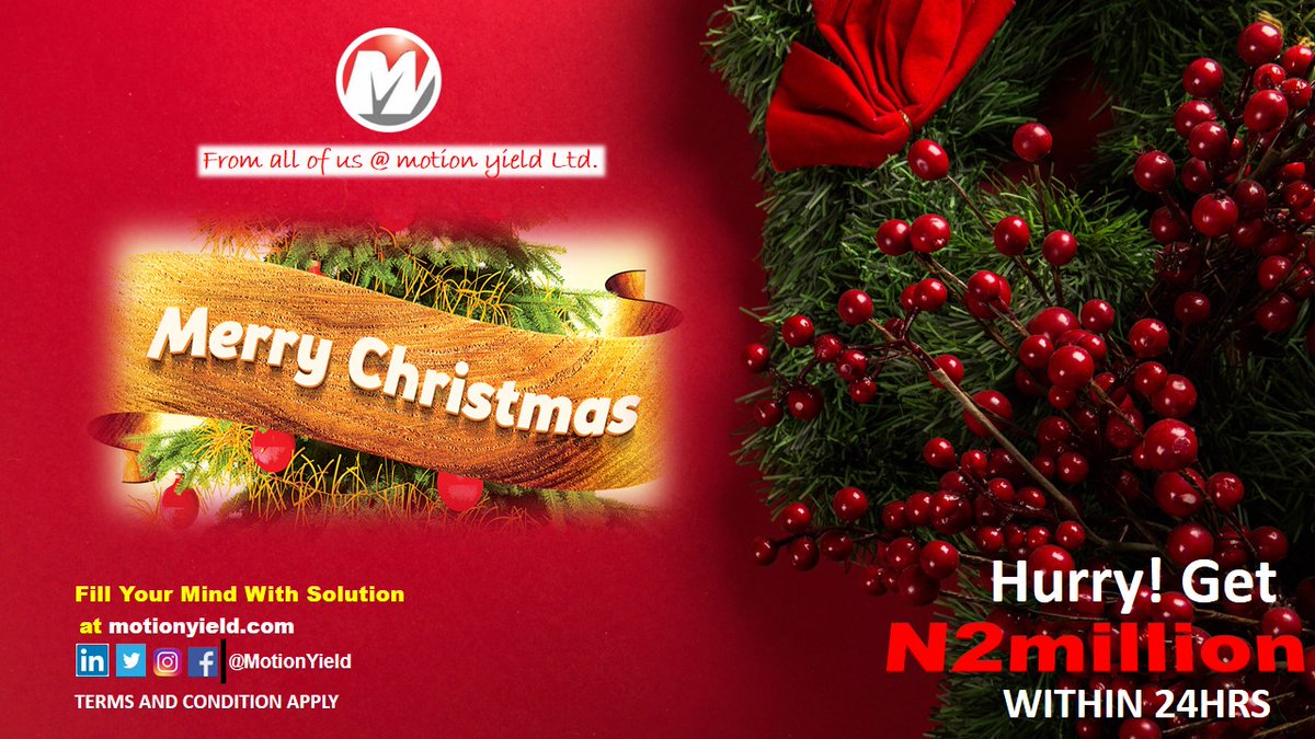 motionyield's tweet photo. Wishing you a Christmas filled with joy and laughter. May your holidays be filled with cheerful and beautiful moments. Merry Christmas from all of us @ Motion Yield Limited. #merrychristmas🎄 #decembertoremember🎄 #motionloans #motionyield https://t.co/YTGk9sHjsP