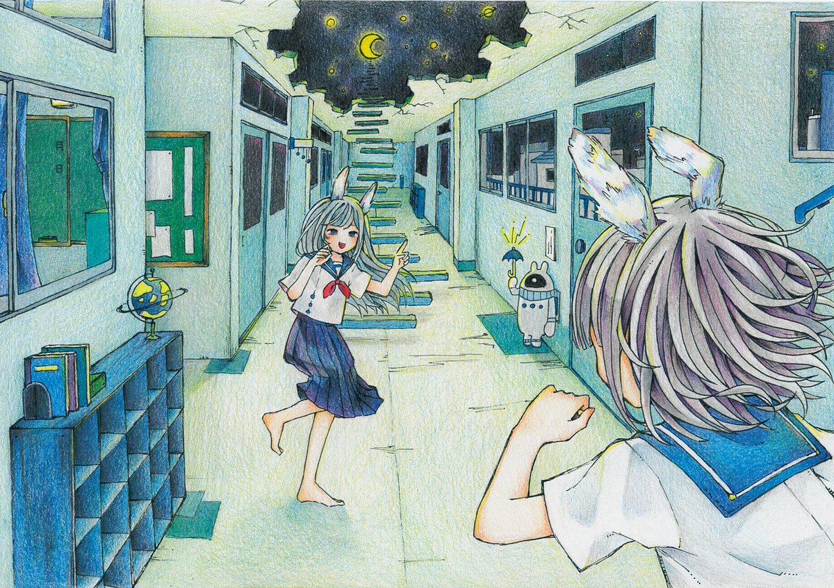 soraki_yori's tweet photo. #今年も残りわずかなのでお気に入りの4枚を貼る 

色鉛筆で描いた宇宙シリーズ🛸 https://t.co/pdhxAqkTkH