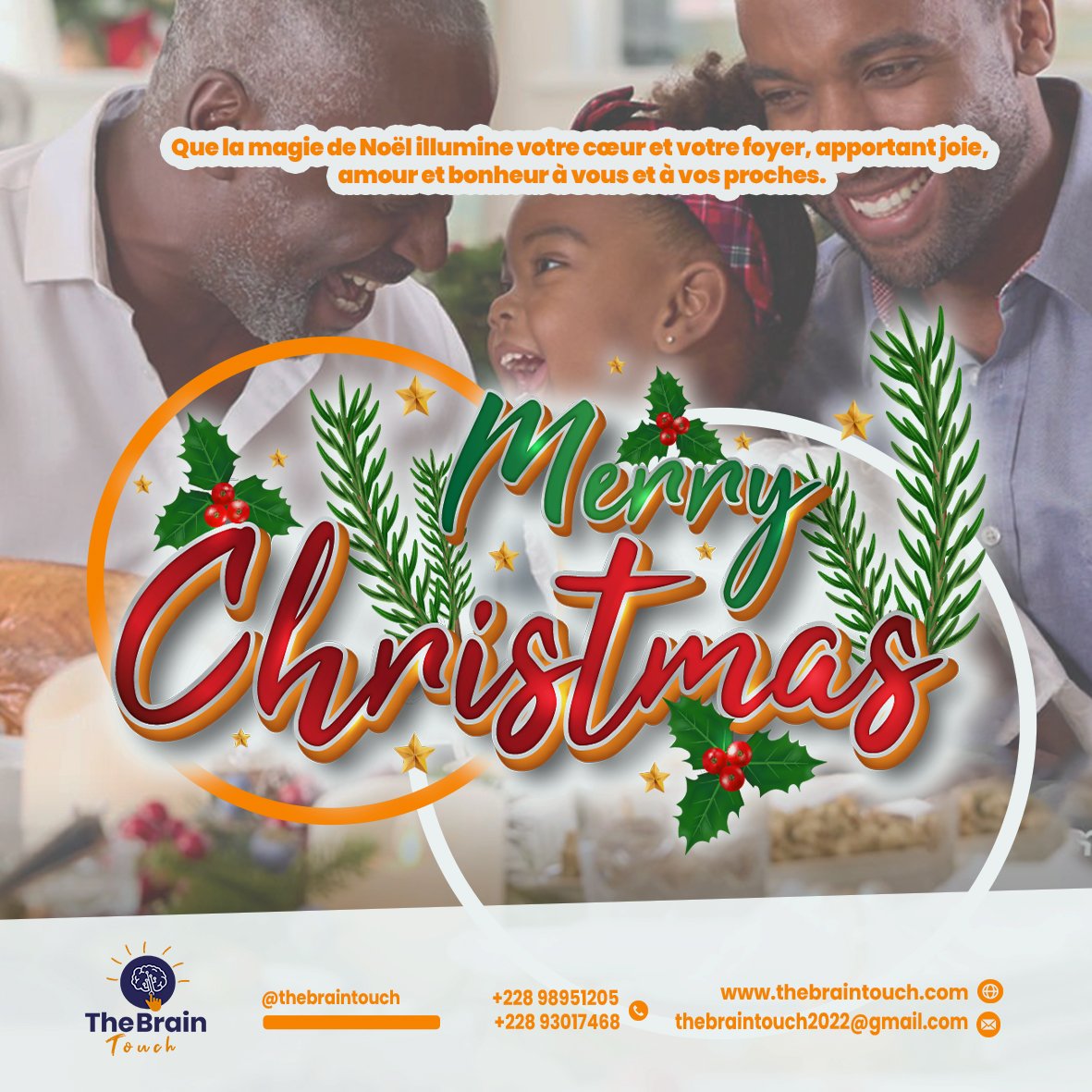 thebraintouch's tweet photo. Joyeuses Fêtes de la part de l'équipe @thebraintouch  ! 
En cette saison enchantée, nous célébrons la magie de Noël avec une gratitude immense pour tous nos partenaires, clients et amis. 
#DjamahAmèviMédard #JoyeuxNoël #TheBrainTouch #CommunicationCréative
#music #Actualités https://t.co/7NiU9WsplS