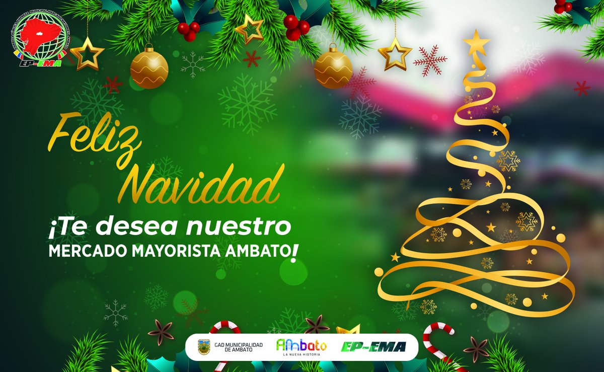 ¡𝗙𝗲𝗹𝗶𝘇 𝗡𝗮𝘃𝗶𝗱𝗮𝗱📷
La EP-EMA les desea a todos una época llena de #alegría, #amor y momentos especiales junto a sus seres queridos. Que esta Navidad esté llena de #paz y #felicidad.📷📷

¡Que tengan unas felices fiestas! 📷📷

#MercadoMayoristaAmbato
#LaNuevaHistoria