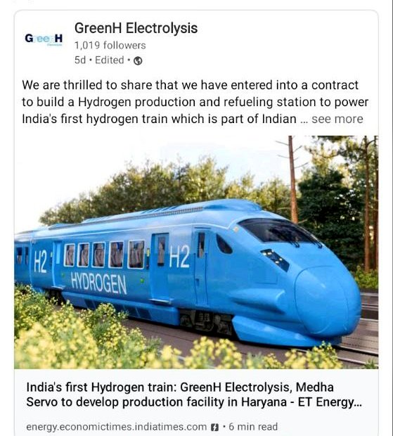 itsmeVimalahar's tweet photo. Stocks benefiting frm greenhydrogen theme 

Green Hydrogen Producers:

#RELIANCE
#ADANIGREEN
#GAIL
#NTPC
#Electrolysis 

Technology Providers:

#L&amp;t
#Greenstat 
#EESL

Rail Equipment Manufacturers:

#Medha Servo Drives
#BHEL

Renewable Energy Companies:

#TATAPOWER
#ACMESOLAR https://t.co/bAjJeKGlE4