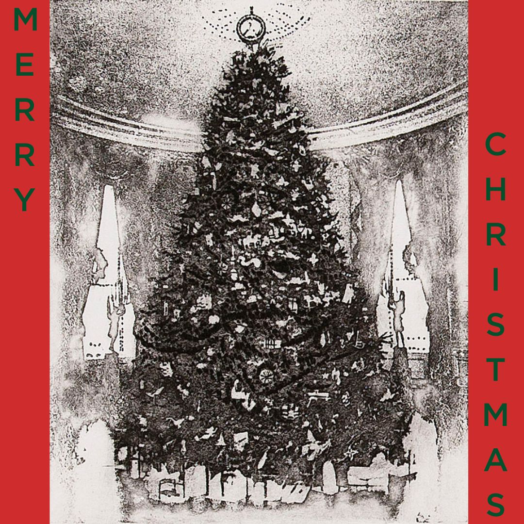 Merry Christmas and warm wishes for peace and love❣️“Christmas Tree,” 1979, From A Portfolio of White House Etchings: The White House Christmas, by Jerome Kaplan. Printed by C. R. Ettinger (Woodmere Art Museum: Gift of Anne Kaplan, 2000)