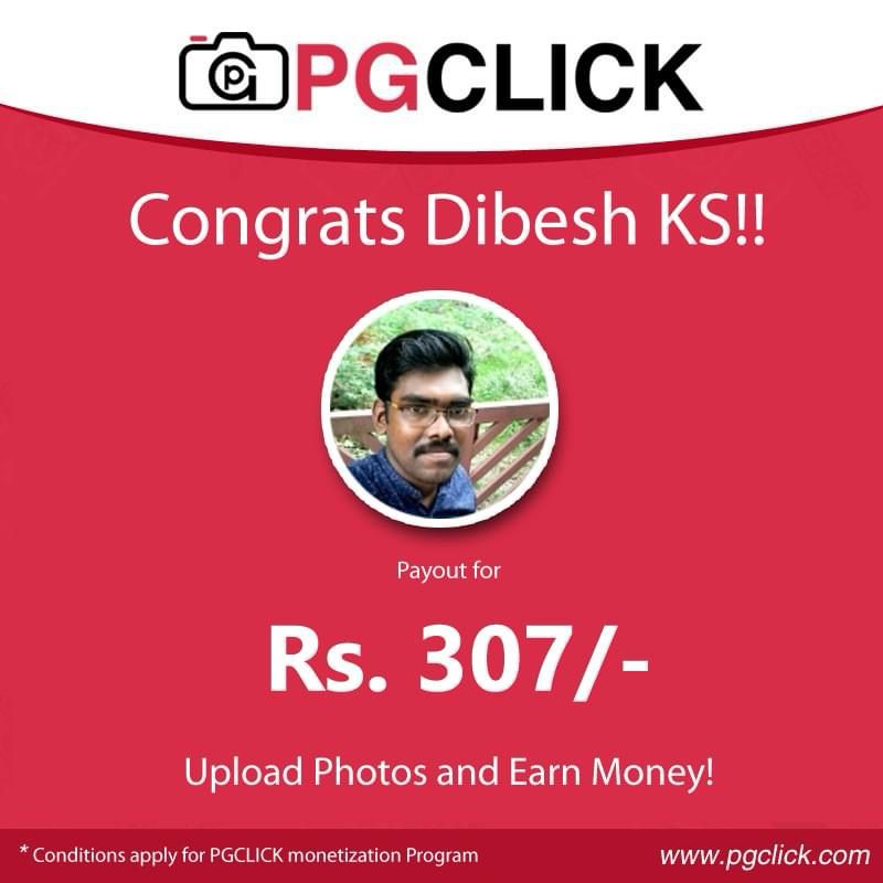 PGCLICK1's tweet photo. Congrats Mr. Dibesh KS for his PGclick earnings payout Rs.307/-

#pgclick #PhotoMonetization #EarnMoney  #photography  #photographer #photooftheday #picoftheday 

Earn money by Uploading Photos...
https://t.co/oHtgRxsB9Y

Follow Dibesh KS's Profile
https://t.co/TpzSVHKe8X https://t.co/O8yZYqpF9D