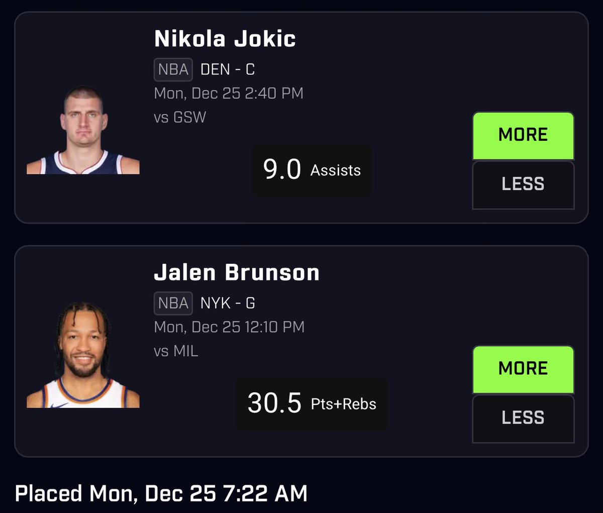 🚨 NBA Play Of The Day! 🚨

$50 to someone who likes/reposts when this cashes!💰

Jokic O 9.0 assists
Brunson O 30.5 pts+rebs
 
Join the discord for all of our plays every day:  discord.gg/eVHR3Ans

#GambingTwitter #PrizePicks #prizepicklocks #prizepicksnba #prizepickswinning