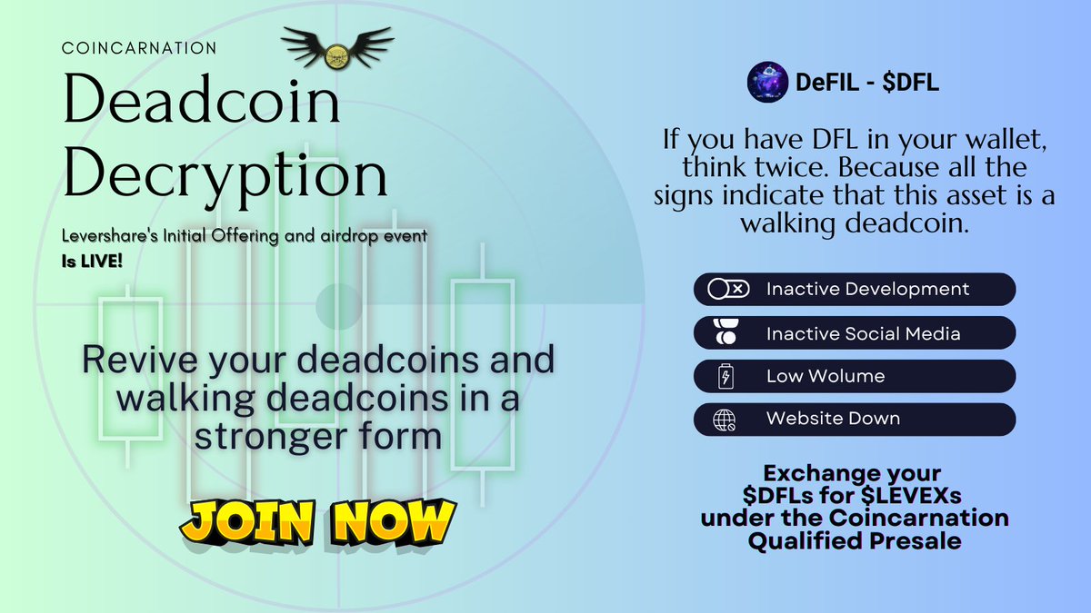 levershare's tweet image. !!!! Walking deadcoins are zombies !!!!

💀They can't come back to life, but they're mortal. 

🍆Coincarne them before dying!!!

#Ethereum #Presale @gate_io #DFL $DFL