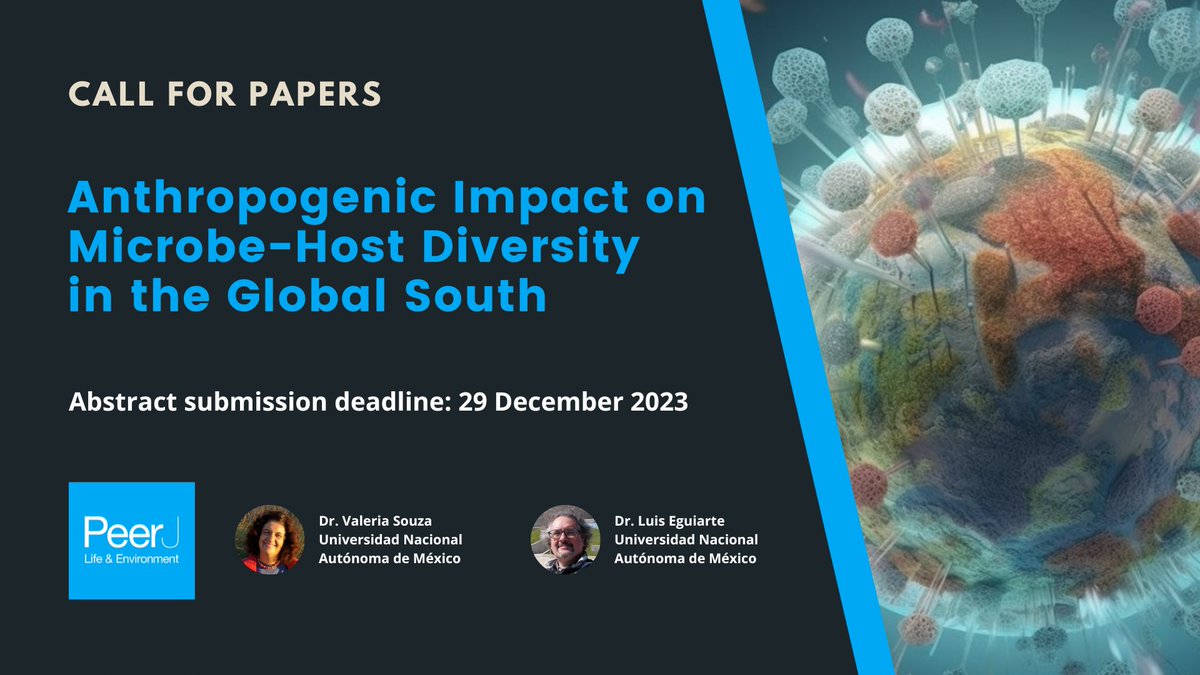 thePeerJ's tweet photo. Final week to submit to the @PeerJLife Special Issue “Anthropogenic Impact on Microbe-Host Diversity in the Global South”. Submit now to maximise the visibility and impact of your research https://t.co/d1yPUh9313
#HostMicrobeInteractions #microbiology https://t.co/9j5tqar71y