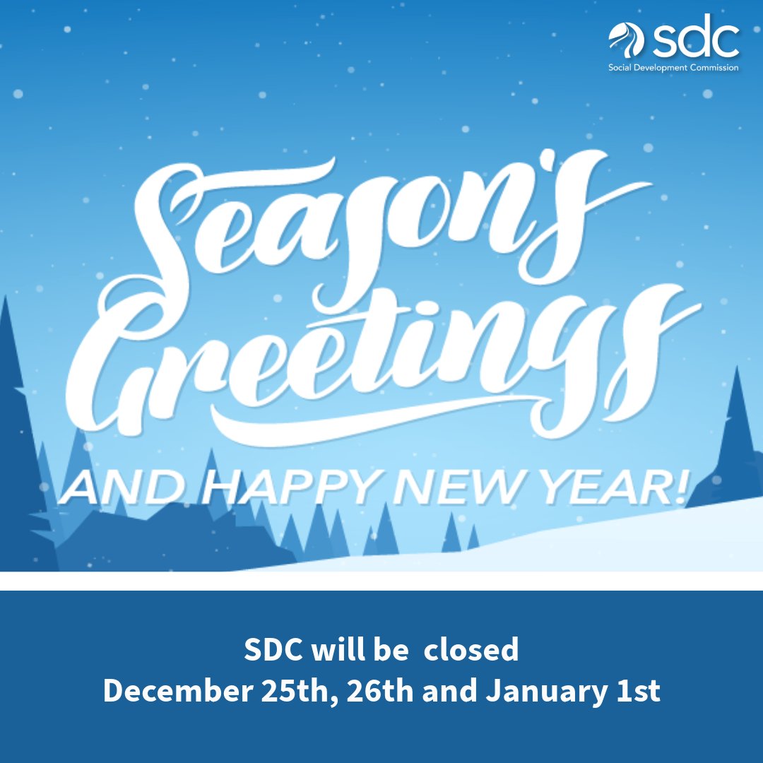 SDCMilwaukee's tweet photo. Our offices are closed today December 25th as well as the 26th, and January 1st for the holidays. Thanks for being a part of our Social Development Commission community. Wishing you and your loved ones a happy holiday season! https://t.co/EhDDJiMSqT
