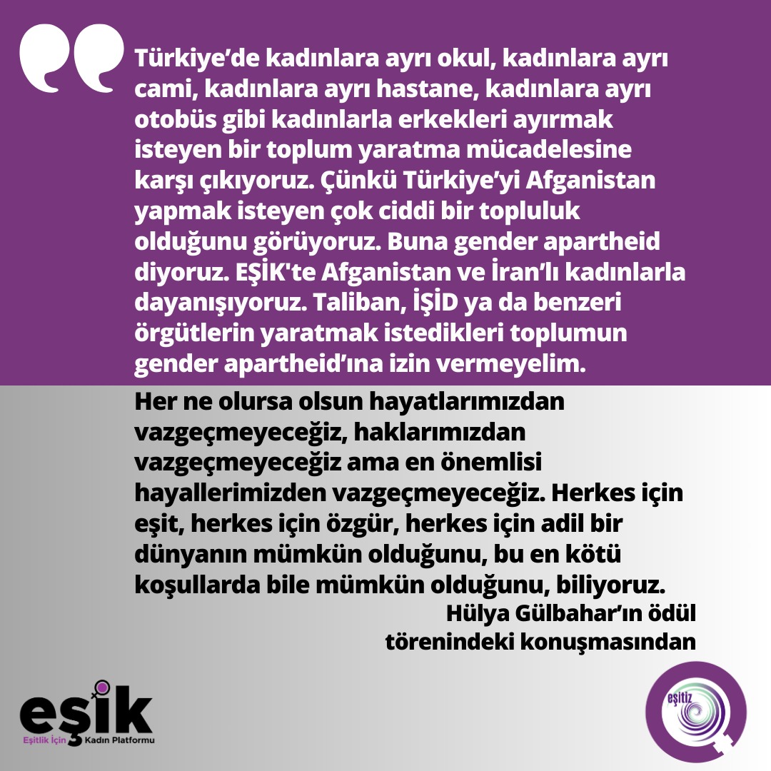 esik_platform's tweet photo. 📢 Eşitlik mücadelesinin en zor yıllarından 2023’ü geride bırakırken yeni yıl armağanımız; Hülya Gülbahar’a verilen İnsan Hakları Lalesi Ödülü
📌 Basın bülteni 👇🏾
https://t.co/zcJnuxGDIw
@hlyglbahar @esitiz https://t.co/xrwFi94ad4