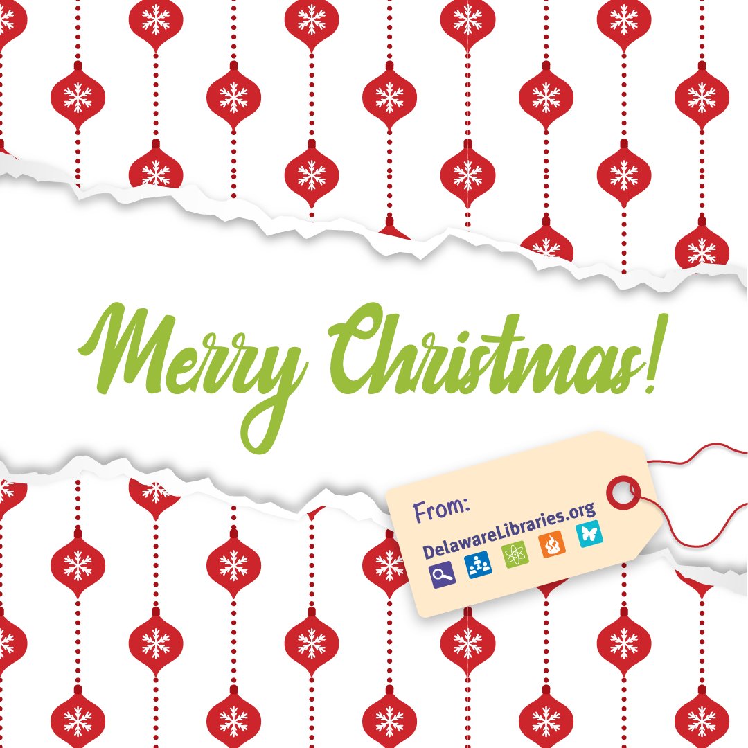 DELibraries's tweet photo. We wish everyone a Merry Christmas! All Delaware Libraries are closed. Online services are available 24/7 at https://t.co/oRJ9mHaklc.
#netde #delibraries #delawarelibraries #getalibrarycardDE
#happyholidays #merrychristmas #holidaycheer https://t.co/hYclrP8M65