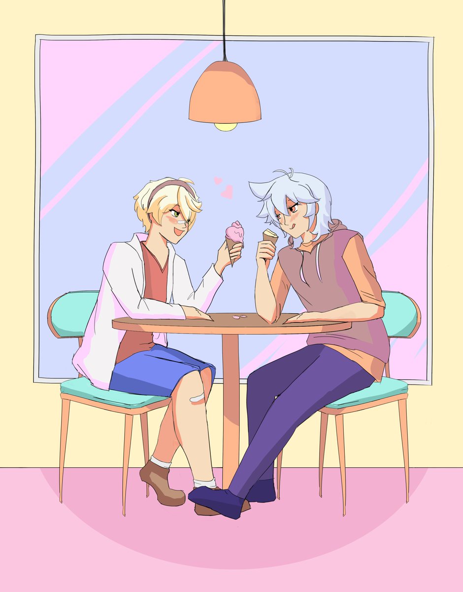 Galeriauwu's tweet photo. Please benny, stop "too much talking" to your crush just for a while and eat your icecream! Its melting, silly 😋
An Ice cream date for Secret Santa
#Rannett #Benzor https://t.co/w9hG8wD4Lk
